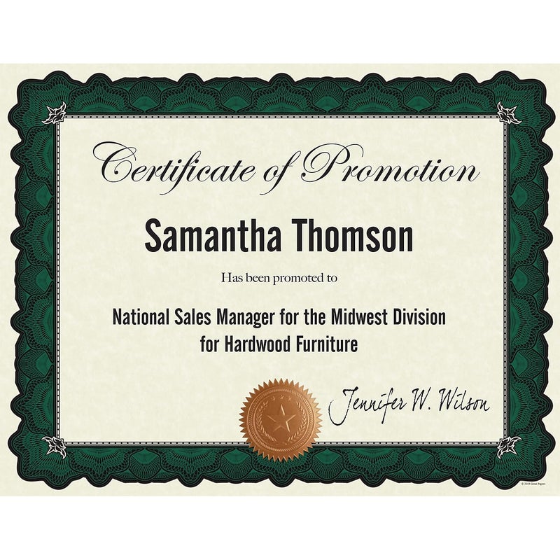 Great Papers! Cambridge Green Border Certificates with Embossed Copper Foil Seal, 8.5" x 11", 10 count (2020006) - Image 3